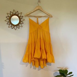 Urban Outfitters Yellow Tiered Mini Dress